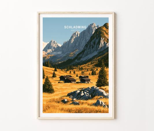 Schladming Travel Poster – Austrian Alps Wall Art Print