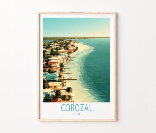 Corozal Travel Poster – Coastal Town Wall Art Print