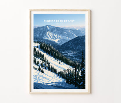 Sunrise Park Travel Poster – Ski Resort Wall Art Print