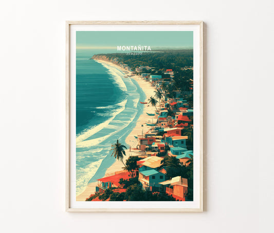 Montañita Travel Poster – Pacific Coast Wall Art Print