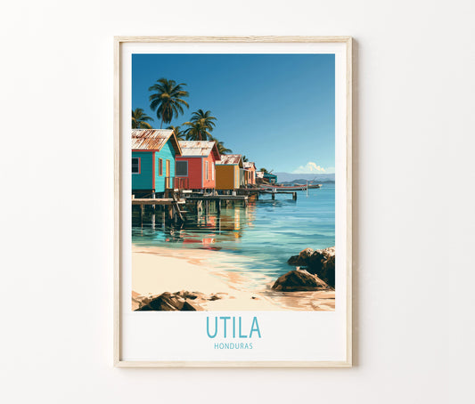 Utila Travel Poster – Honduras Wall Art Print