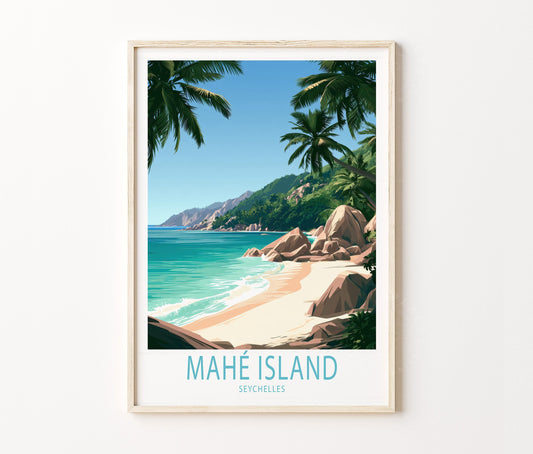 Mahé Island Travel Poster – Beach Tropical Wall Art Print