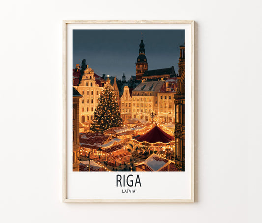 Riga Travel Poster – Market Square Wall Art Print