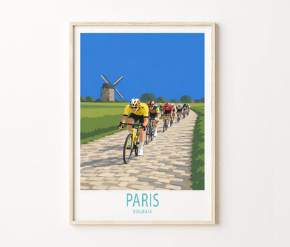 Paris Roubaix Travel Poster – Cycling Wall Art Print