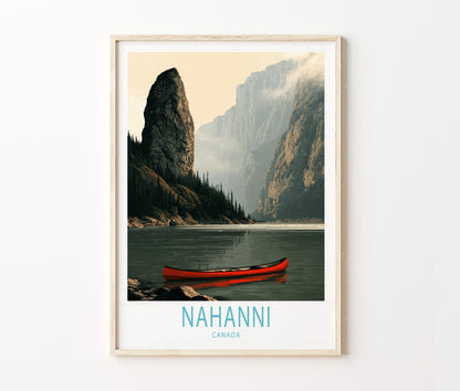 Nahanni Travel Poster – Canyon River Canoe Wall Art Print