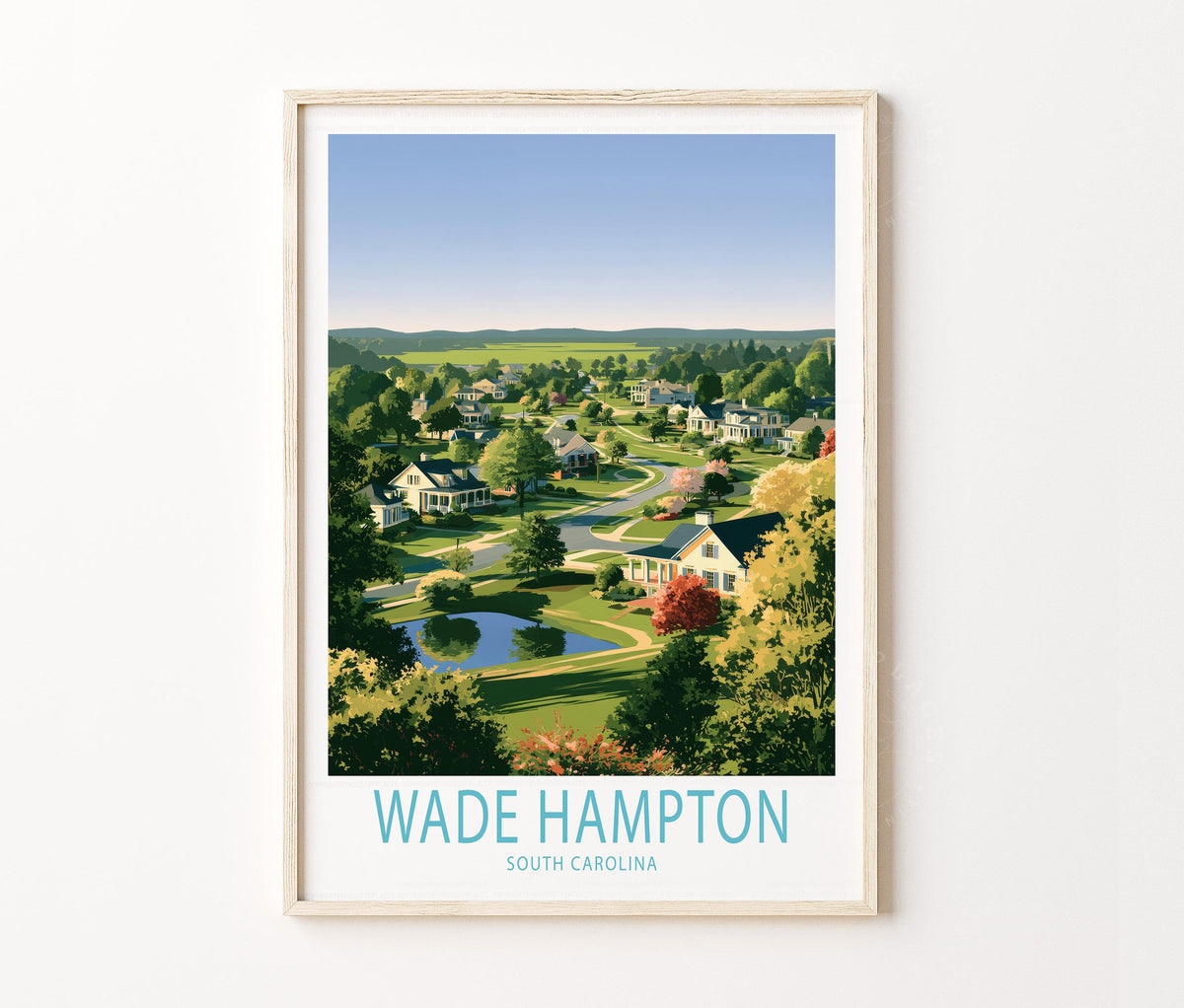 Wade Hampton SC Travel Poster – Southern Neighborhood Wall Art Print