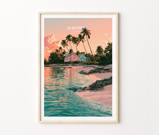 Eleuthera Travel Poster – Island Coast Tropical Wall Art Print