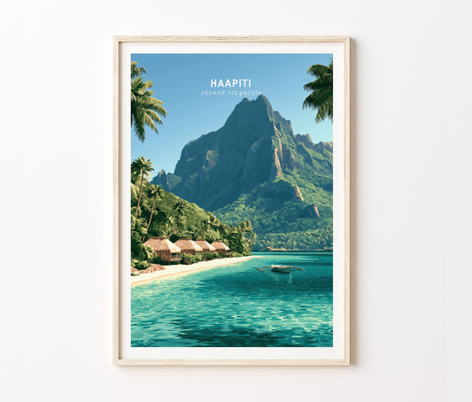 Haapiti Travel Poster – Tropical Island Wall Art Print