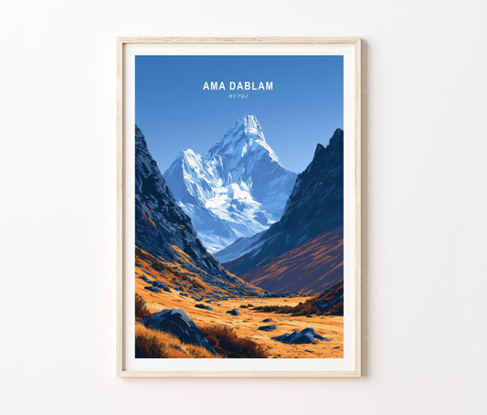 Ama Dablam Travel Poster – Himalayas Wall Art Print