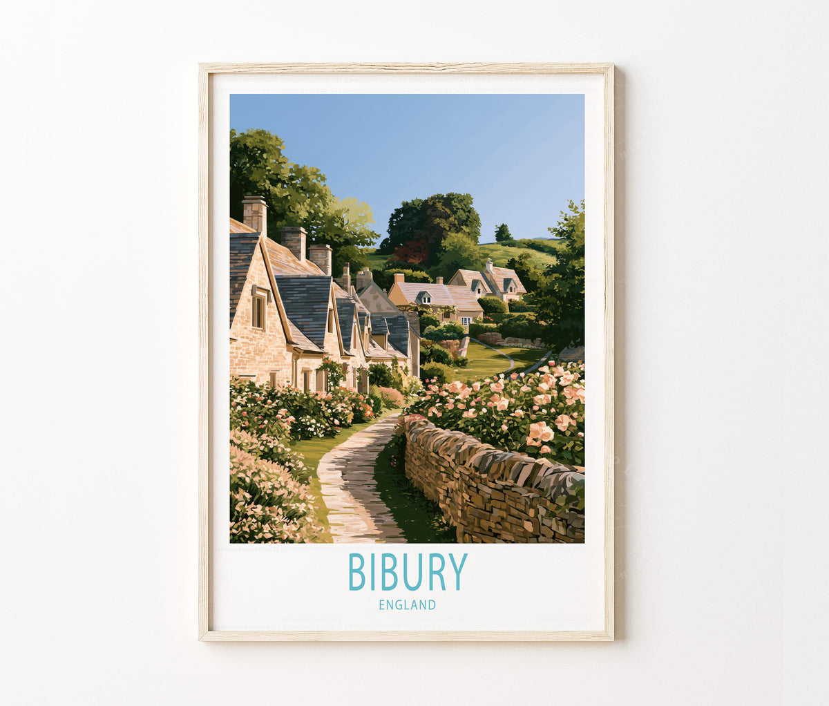 Bibury Travel Poster – United Kingdom Wall Art Print