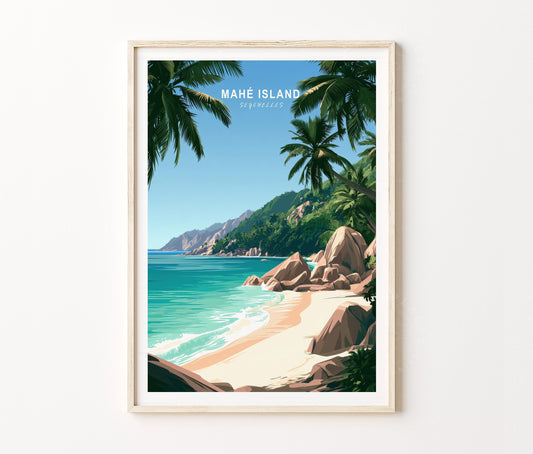 Mahé Island Travel Poster – Seychelles Wall Art Print