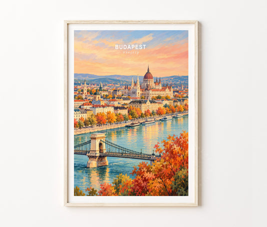 Budapest Travel Poster – Parliament Wall Art Print