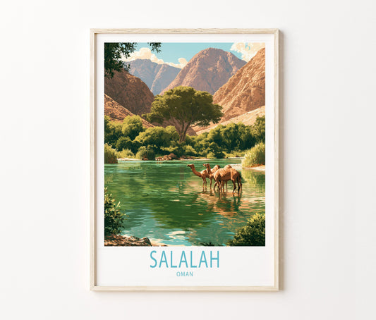Salalah Travel Poster – Mountain Oasis Landscape Wall Art Print