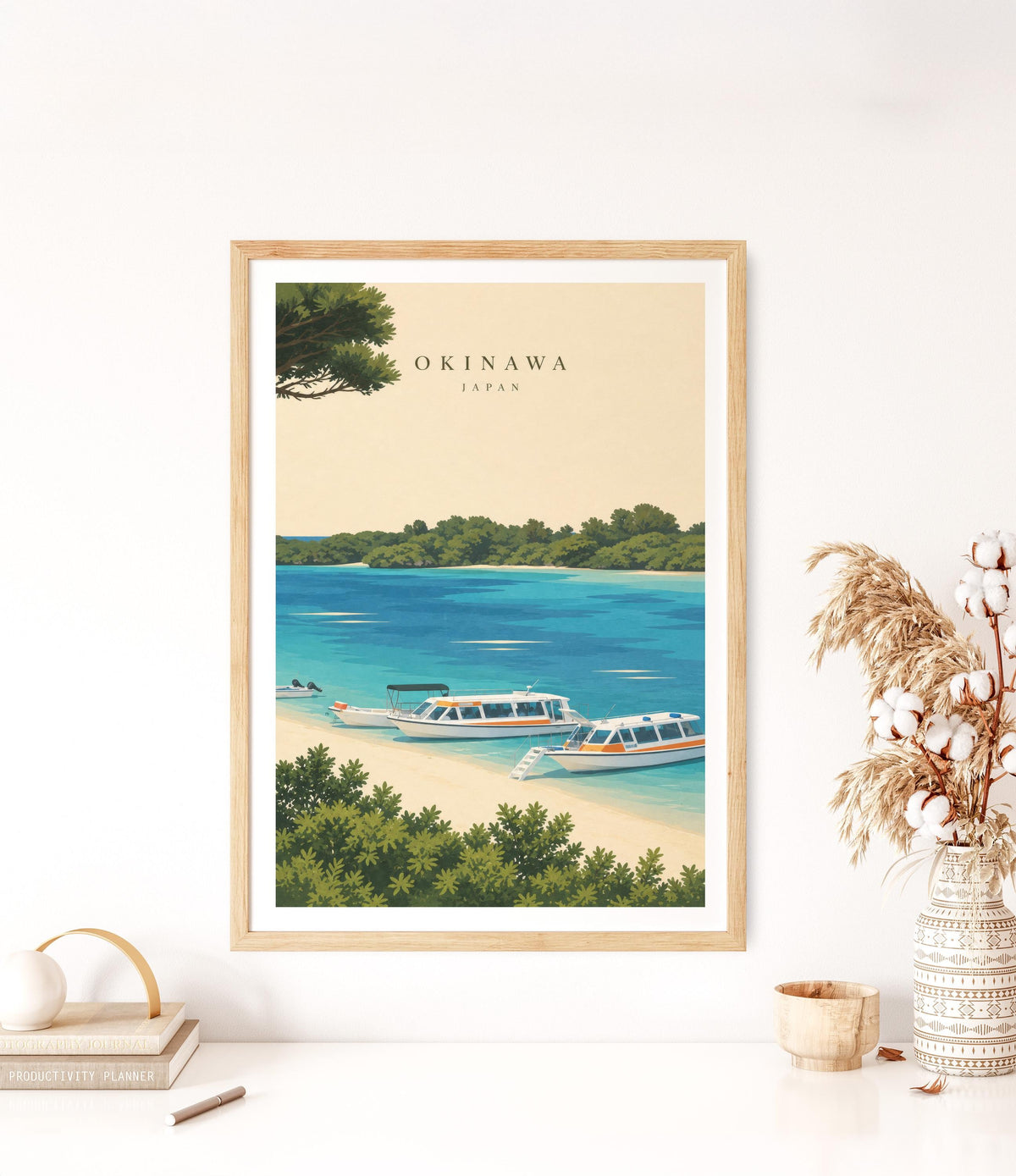 Okinawa Travel Poster – Tropical Island Beach Wall Art Print