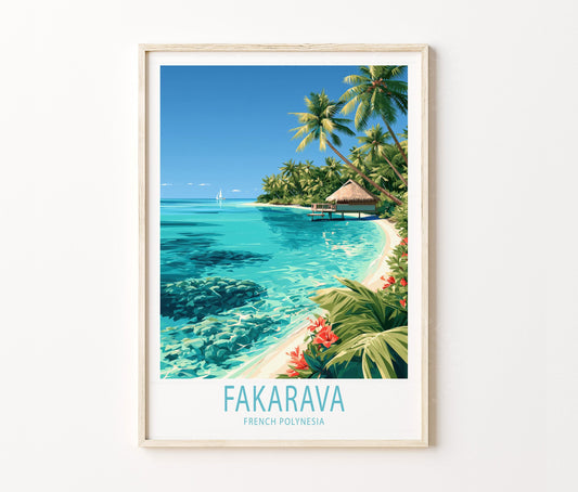 Fakarava Travel Poster – Tropical Lagoon Wall Art Print