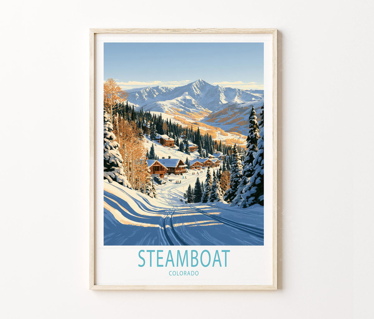 Steamboat Travel Poster – Ski Resort Mountain Wall Art Print