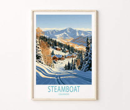 Steamboat Travel Poster – Ski Resort Mountain Wall Art Print