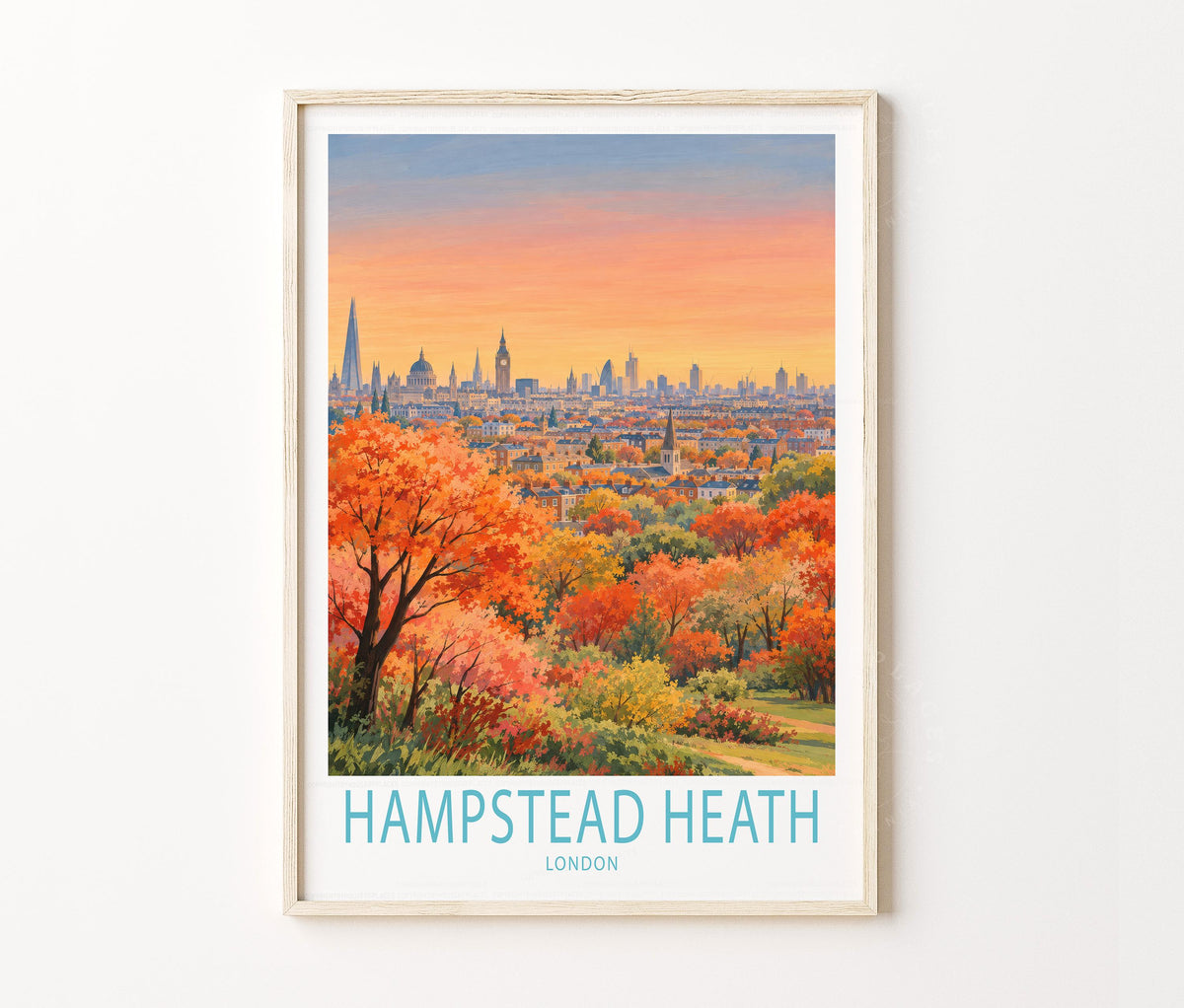 Hampstead Heath London Travel Poster – Autumn Wall Art Print