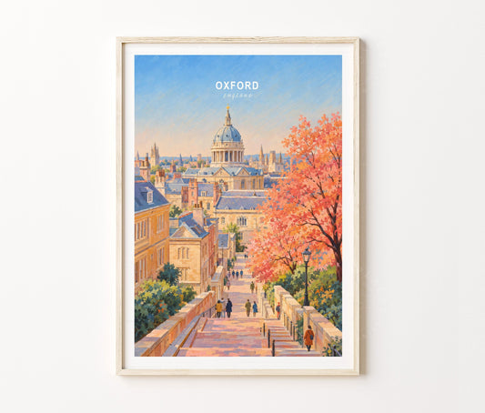Oxford Travel Poster – Autumn Cityscape Wall Art Print