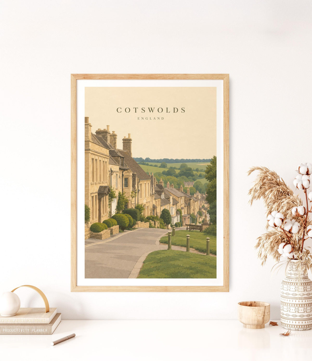 Cotswolds Travel Poster – English Countryside Wall Art Print